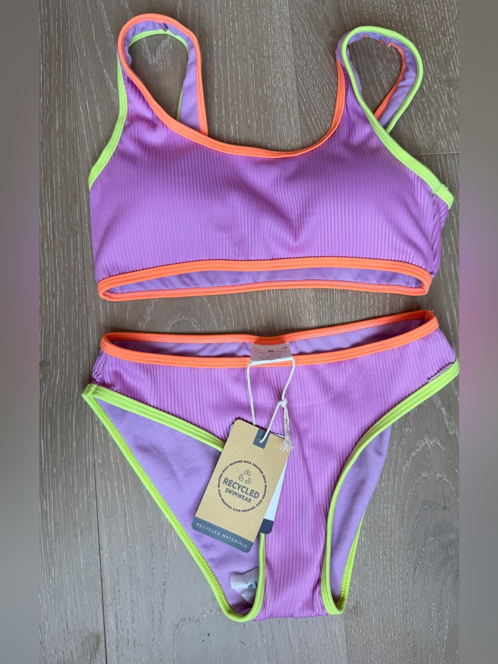 NWTSnapper Rock Purple Bikini with Orange and Neon Green Trim - Size 12